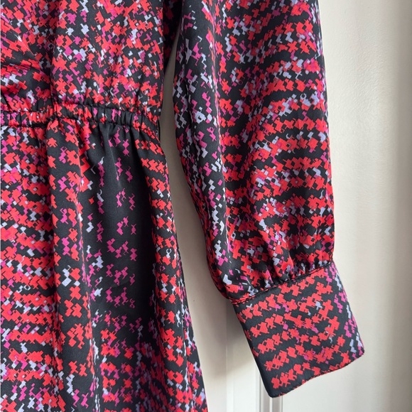 Eight Sixty Abstract Print Long Sleeve Mini Dress Work Cocktail Red Black Small - Picture 6 of 7